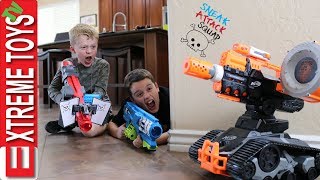 Evil Drone Vs Sneak Attack Squad Ethan and Cole get in to a Nerf Battle with a Crazy Robot [upl. by Alleoj]