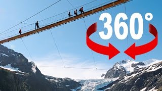 360° walk  «Trift» suspension bridge  Swiss Alps [upl. by Patrica]