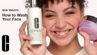 How to Wash Your Face Double Cleansing  Skin Smarts  Clinique [upl. by Sergent]