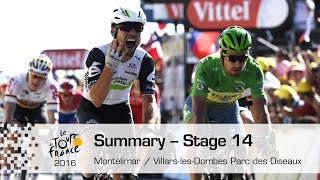 Summary  Stage 14 Montélimar  VillarslesDombes Parc des Oiseaux  Tour de France 2016 [upl. by Burkle]