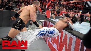 Mojo Rawley mauls No Way Jose at ringside Raw July 2 2018 [upl. by Nadabas]