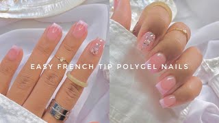 FRENCH TIP POLYGEL NAILS FOR BEGINNERS  QUICK amp EASY NAIL TUTORIALS  GEL EXTENSION [upl. by Yllet786]