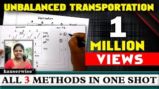 Unbalanced Transportation ProblemNorthwestLeast costVAMWith Simple Procedure by kauserwise [upl. by Esirtal]