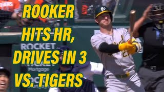 Brent Rookers HR and 3 RBI to lead As past Tigers  4624  Oakland As highlights [upl. by Mailli]