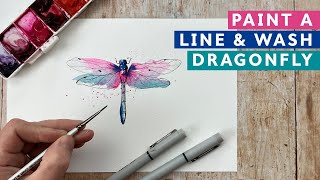 Paint a Line and Wash Watercolour Dragonfly [upl. by Byrom]