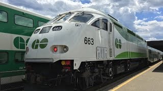 GO Transit HD 60fps MPI MP40PH3C Lakeshore East Line Trains  Rouge Hill Station 7216 [upl. by Parthena479]