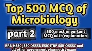 top 500 MCQ of microbiologyrrb pharmacist exampharmamcqgovernmentpharmacistexampreparation [upl. by French]