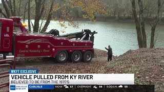 Vehicle pulled from Kentucky River believed to be from the 70s [upl. by Aylward]