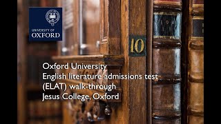 Oxford University English literature admissions test ELAT walkthrough [upl. by Andreana841]