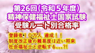 【精神保健福祉士】第26回（令和5年度）国家試験 受験ルート別合格率 [upl. by Meedan]