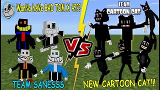 Team Saness Error Saness Fell Sanness VS Team Cartoon Cat NEW Cartoon Cat Minecraft PE [upl. by Ertnom]