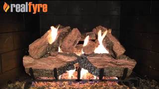 Real Fyre Charred Red Oak Gas Logs Live Burn Video – eFireplaceStore [upl. by Syman717]