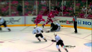 Justin Abdelkader gets 5 minute Major for hit on Toni Lydman May 4 2013 [upl. by Atekihc]