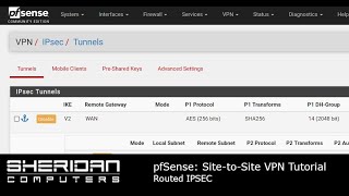 pfSense  IPsec site to site networking setup  Routed IPsec VPN  2021 [upl. by Nirehs761]