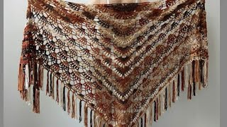 شال كروشيه مثلث بغرزة مجسمه شيك وسهلcrochet shawl [upl. by Naloj254]