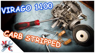 VIRAGO 1100 MIKUNI CARB DISASSEMBLY 8799  STEP BY STEP TUTORIAL  4K [upl. by Notsla]