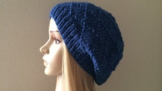 How To Knit A Knit And Purl Diamond Hat Lilus Handmade Corner Video  31 [upl. by Eram577]