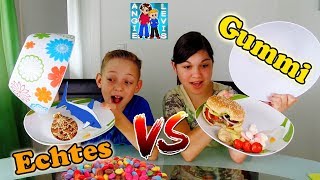 GUMMY FOOD VS REAL FOOD  GUMMI ESSEN vs ECHTES ESSEN 2  Family fun Angie und Levis Kinderkanal [upl. by Martino]