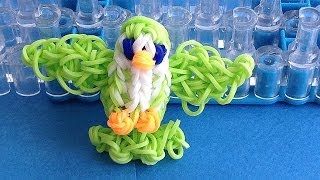 Rainbow Loom Charms 3D Bird loom bands Charm How to make with loom  bands [upl. by Siramay]