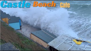 Storms Cornwall Falmouth storms 2024 Storm Kathleen hits Castle beach cafe in Falmouth Cornwall [upl. by Duval]