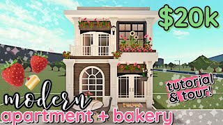 Building a 20k Bloxburg APARTMENT amp BAKERY in My Town  House Build 2 Story WITH VOICE [upl. by Alletniuq]