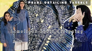 Trending easy dress designing with pearl detailing🧵 design diy trending thesugharsisters [upl. by Binny]