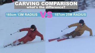 25m radius ski vs 13m radius ski carving comparison freeski carving [upl. by Berck]