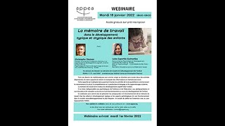 Replay Webinaire quotLa mémoire de travail dans le développement typique et atypique des enfantsquot [upl. by Xena]