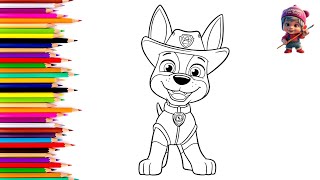 Cute Chase from Paw Patrol 🚓🐕‍🦺 Drawing and Pencil Coloring for Kids and Toddlers Easy Step by Step [upl. by Sadoff]