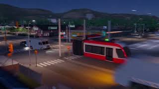 Cities Skylines 2  Coastal City midnight Tram city tour Red Line City Crossing Ep 4 [upl. by Albertina]