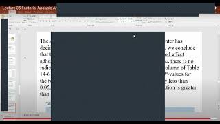 Lecture 36 Factorial Analysis ANOVA general factorial design 26 5 2024 [upl. by Oetsira973]