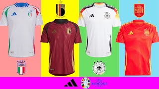 All OFFICIAL EURO 2024 Adidas Kits  Germany Italy Spain Belgium amp more [upl. by Joy]