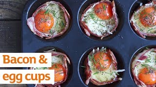 Bacon and egg cups  Recipe  Sainsburys [upl. by Herculie]