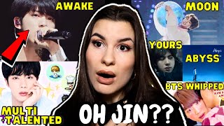 Discovering JIN from BTS PART 2 Awake Moon Yours Abyss ‘Multi talented king’…  REACTION [upl. by Aihsakal]