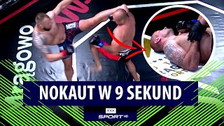 Wystarczyło 9 SEKUND BRUTALNY nokaut w trakcie gali MMA RWC 5 w Mrągowie [upl. by Anayrb861]