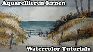 Aquarell Dünenlandschaft an der Ostsee [upl. by Luttrell]