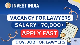 Legal specialist at Invest India  Legal Jobs 2024  Law Vacancy 2024  Law job store [upl. by Einnaoj]