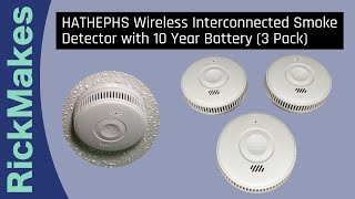 HATHEPHS Wireless Interconnected Smoke Detector with 10 Year Battery 3 Pack [upl. by Khalsa765]