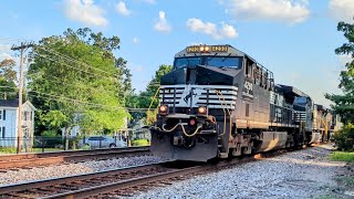 Northbound NS28C intermodal on track one crossing Sharon Avenue [upl. by Hooge592]