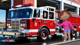 Fire Truck Song  I Hear a Fire Truck  Pretty Smart TV Educational Songs for toddlers Fire engine [upl. by Tacye99]