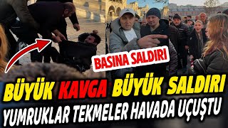 TEKMELER YUMRUKLAR HAVADA UÇUŞTU BİZE SALDİRİ Son Dakika Haberleri Halk Tv Canlı [upl. by Dlorah]