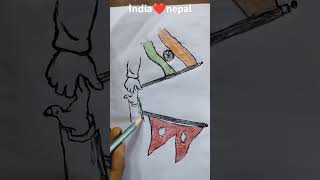 India and Nepal flag drawing art shortviral [upl. by Gerg]