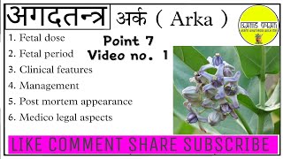 Arka  Fatal dose Fatal period Sign and symptoms Treatment PMA MLA  Point 7  Agadtantra [upl. by Scotti]