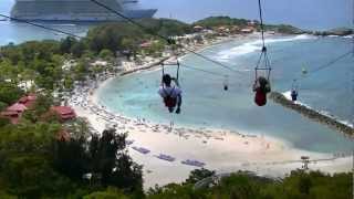 World Longest Zip Line over water in Haiti Dragons Flight [upl. by Cianca]