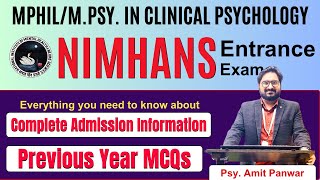 NIMHANS  MPhil  MPsy in Clinical Psychology Complete Information Entrance Exam Syllabus Seats [upl. by Samira]