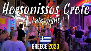 Hersonissos Crete late night walking tour 4k Kreta Greece 2023 [upl. by Daryn269]