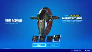 Fortnite Boba Fett skin Bundle Targeting Computer Online Emote Z6 Jetpack Boba Fetts Starship [upl. by Eidua]