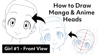 How to Draw Manga  Girl Head 001 Front View [upl. by Thibaud]