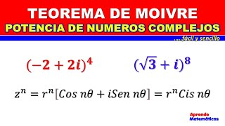 POTENCIA DE NÃšMEROS COMPLEJOS  Teorema de De Moivre [upl. by Hgieliak]