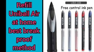 How to refill Uniball Air  Easiest and break proof method  English Review [upl. by Massab30]